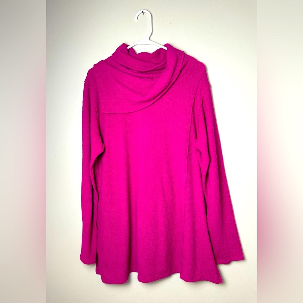 Soft Surroundings Long Sleeve Cowl Neck Long Tunic Length Blouse Size Large Pink